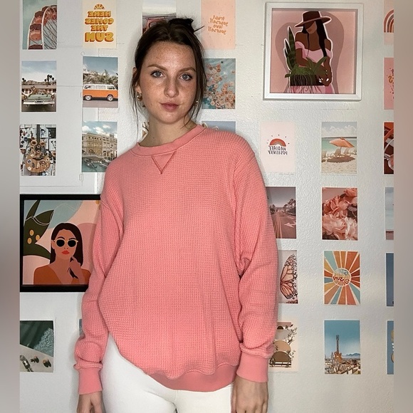 aerie Sweaters - Aerie Pink Waffle Knit Sweater
